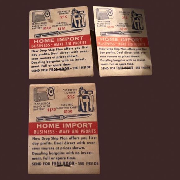 Rare 3 Vintage Home Import Business Lion Front Strike Matchbook - Picture 2 of 2